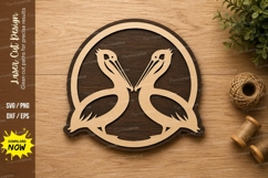 Pelican Bird Circle Wall Art Laser Cut SVG File pelican svg Product Image 1