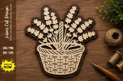 Lavender Flower Basket Wall Art Laser Cut SVG File lavender Product Image 1