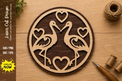 Flamingo Love Heart Circle Wall Art Laser Cut SVG File Product Image 1