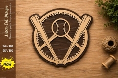 Baseball Crossed Bats Sports Emblem Laser Cut SVG File Product Image 1