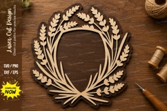 Leaf Wreath Decorative Frame Laser Cut SVG File leaf wreath Product Image 1