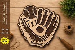 Baseball Glove and Ball Sports Laser Cut SVG File baseball Product Image 1