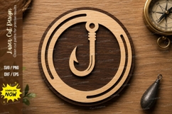 Fishing Hook Circle Wall Art Laser Cut SVG File fishing hook Product Image 1