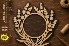 Lavender Floral Wreath Frame Laser Cut SVG File lavender Product Image 1