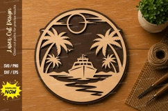 Tropical Island Sailboat Sunset Laser Cut SVG File tropical Product Image 1
