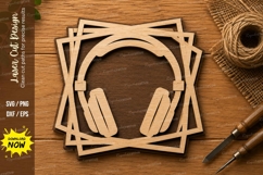 Headphones Music Frame Wall Art Laser Cut SVG File headphone Product Image 1