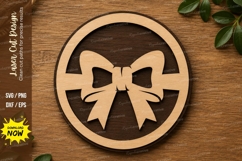 Decorative Bow Ribbon Circle Laser Cut SVG File bow ribbon Product Image 1