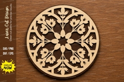 Floral Mandala Round Ornament Laser Cut SVG File mandala svg Product Image 1