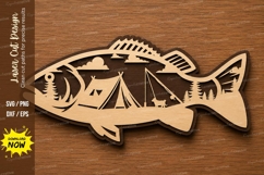 Fishing Boat Scene Fish Silhouette Laser Cut SVG File fish Product Image 1