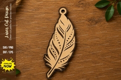 Decorative Feather Pendant Laser Cut SVG File feather svg Product Image 1