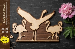 Flamingo Bird Silhouette Set Laser Cut SVG Product Image 1