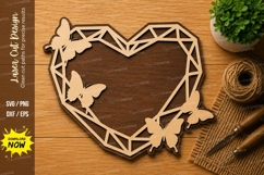 Butterfly Heart Frame Laser Cut SVG File heart frame svg Product Image 1