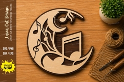 Moon Music Notes Design Laser Cut SVG File moon music svg, Product Image 1