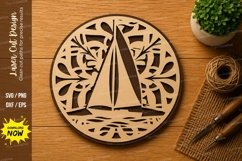 Sailboat Mandala Circle Laser Cut SVG File sailboat svg Product Image 1