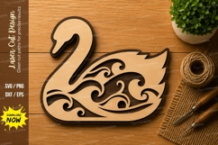 Decorative Swan Silhouette Laser Cut SVG File swan svg Product Image 1