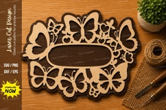 Butterfly Floral Name Frame Laser Cut SVG File butterfly Product Image 1