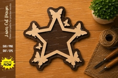 Butterfly Star Monogram Frame Laser Cut SVG File star frame Product Image 1