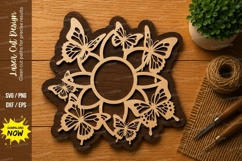 Butterfly Wreath Circle Laser Cut SVG File butterfly wreath Product Image 1