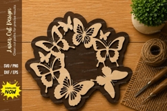 Butterfly Wreath Name Frame Laser Cut SVG File butterfly Product Image 1