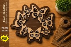 Butterfly Floral Wreath Laser Cut SVG File butterfly wreath Product Image 1
