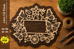 Butterfly Floral Name Frame Laser Cut SVG File butterfly Product Image 1
