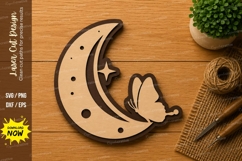 Moon Butterfly Silhouette Laser Cut SVG File moon butterfly Product Image 1