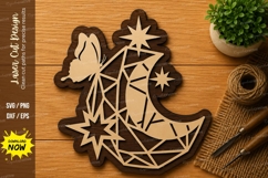 Geometric Moon Butterfly Laser Cut SVG File geometric moon Product Image 1