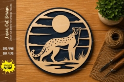Cheetah Moon Circle Laser Cut SVG File cheetah svg, cheetah Product Image 1