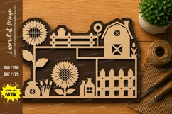 Farmhouse Sunflower Scene Laser Cut SVG File farmhouse svg Product Image 1
