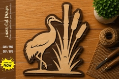 Heron Reeds Nature Laser Cut SVG File heron svg, bird wall Product Image 1