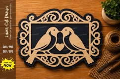 Love Birds Scroll Frame Laser Cut SVG File love birds svg Product Image 1