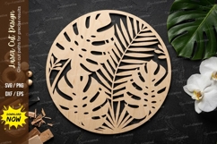 Tropical Leaf Round Laser Cut SVG Design |Modern Botanical Product Image 1