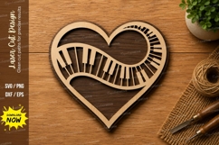 Infinity Piano Heart Laser Cut SVG | Music Love Wooden Decor Product Image 1