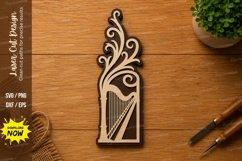 Elegant Harp Ornament SVG | Decorative Musical Instrument Product Image 1