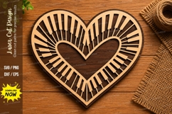 Heart Piano Keys SVG | Musical Love Laser Cut Desig Product Image 1