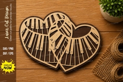 Twin Heart Piano Keyboard SVG | Romantic Musical Wall Art Product Image 1