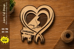 Piano Heart Love SVG | Romantic Music Laser Cut File Product Image 1