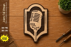 Vintage Microphone Shield SVG | Podcast Music Laser Cut File Product Image 1