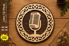 Vintage Microphone Mandala SVG | Podcast Music Laser Cut Product Image 1