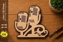 Double Microphone SVG | Podcast Studio Laser Cut Design Product Image 1