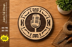Round Microphone Frame SVG | Music Podcast Laser Cut File Product Image 1