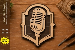 Retro Microphone Shield SVG | Vintage Podcast Laser Cut File Product Image 1