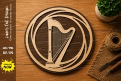 Abstract Harp Circle SVG | Musical Instrument Laser Cut Product Image 1