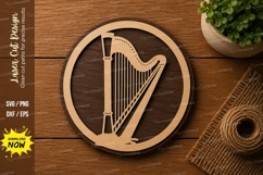 Round Harp Ornament SVG | Elegant Musical Instrument Laser Product Image 1