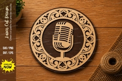 Vintage Microphone Mandala SVG | Podcast Music Laser Cut Product Image 1