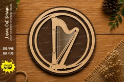 Classic Harp Circle SVG | Musical Instrument Laser Cut Product Image 1
