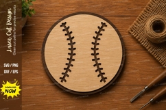 Baseball Circle SVG | Sports Laser Cut Design | Glowforge Product Image 1