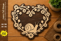 Floral Heart Snail SVG | Nature Laser Cut File | Glowforge Product Image 1