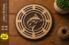 Fish Maze Circle SVG | Fishing Laser Cut Design | Glowforge Product Image 1