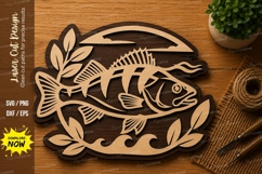 Bass Fishing Scene SVG | Wildlife Laser Cut File | Glowforge Product Image 1